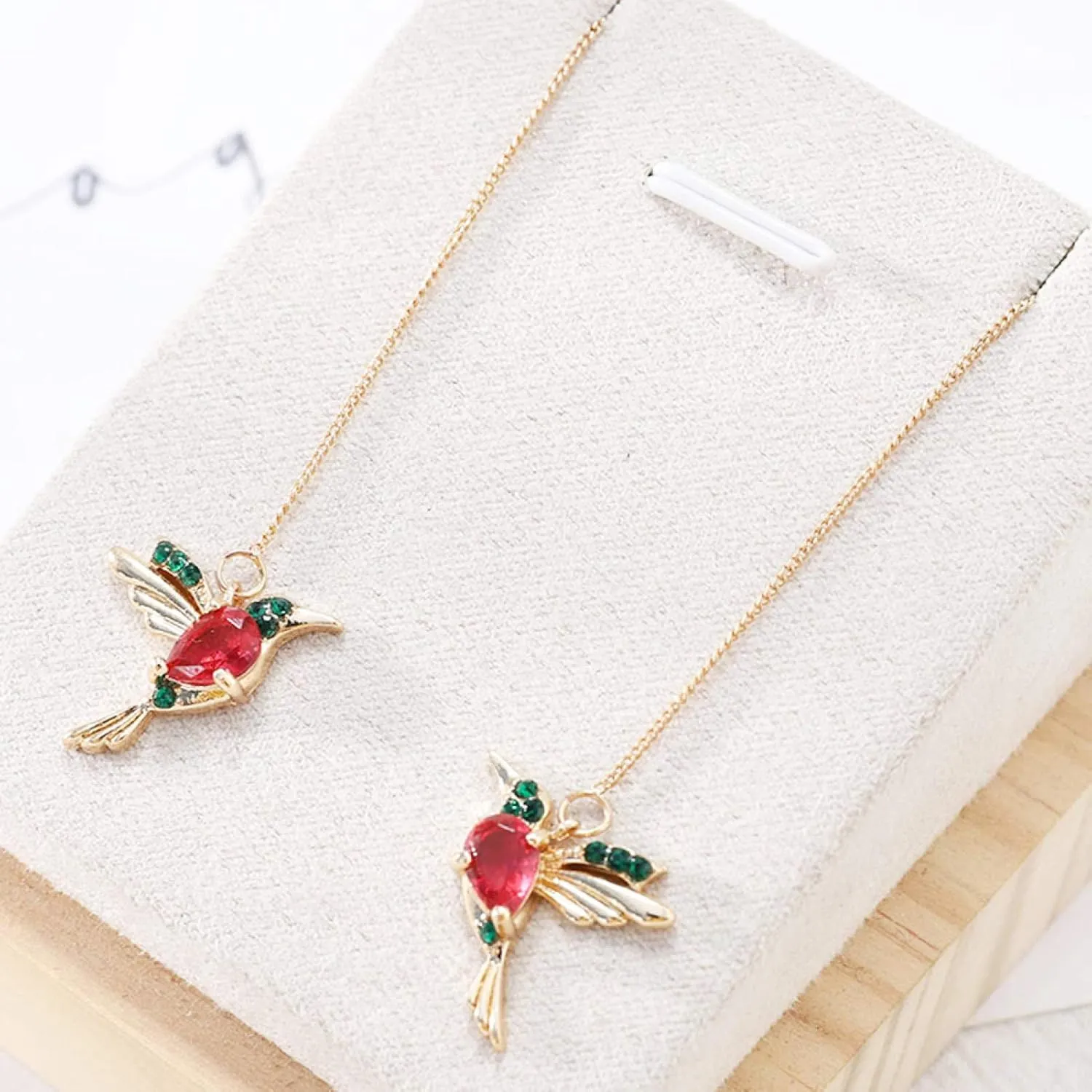 Earring Hoop Stud Drop & Dangle, Women Hummingbird Design Rhinestone Decor Ear Stud Long Tassel Dangle Earrings for Women Teen Girls Birthday Christmas Friends Gift