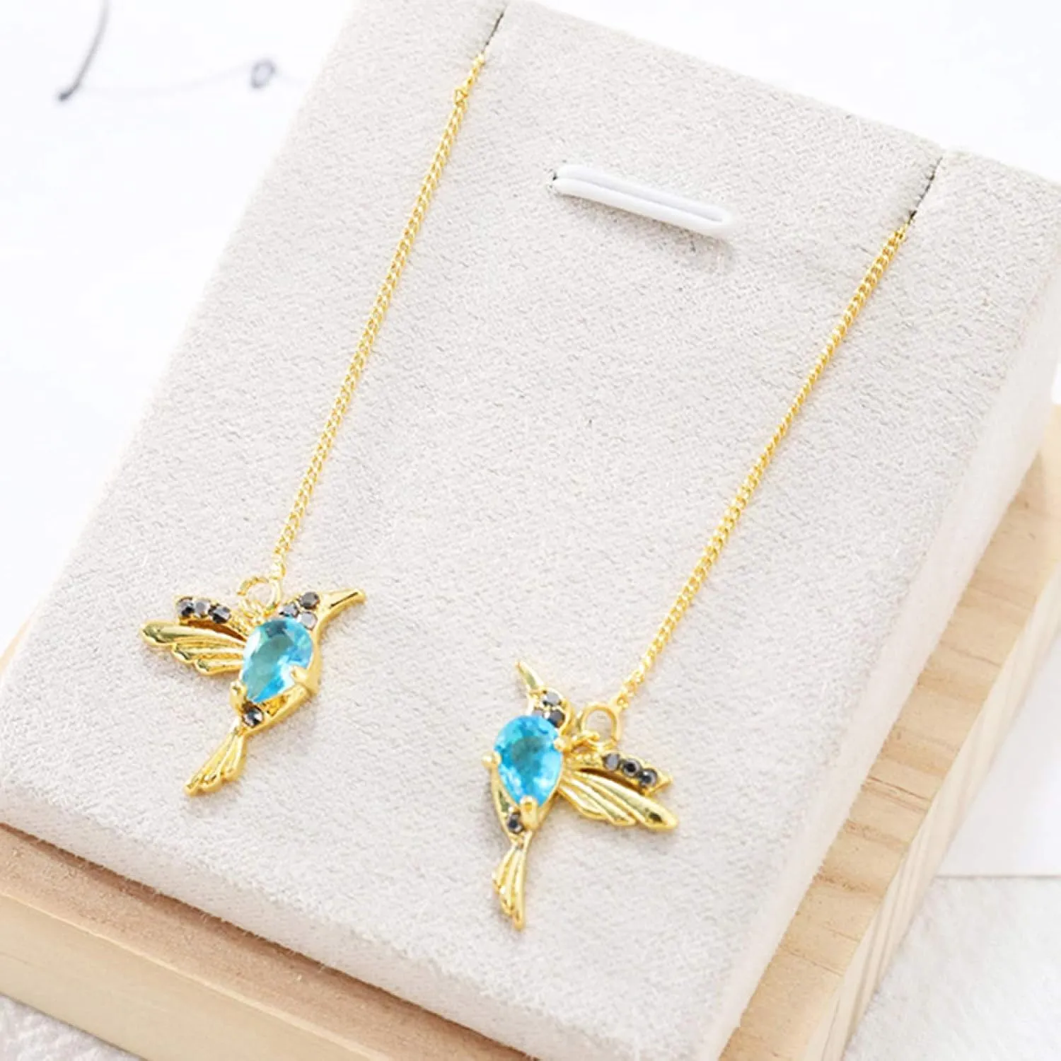 Earring Hoop Stud Drop & Dangle, Women Hummingbird Design Rhinestone Decor Ear Stud Long Tassel Dangle Earrings for Women Teen Girls Birthday Christmas Friends Gift