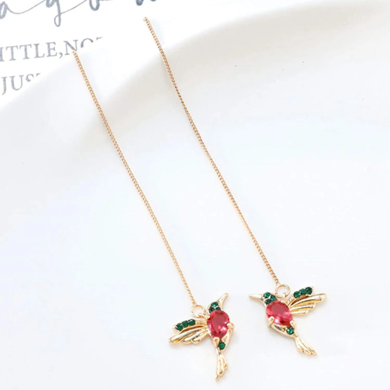 Earring Hoop Stud Drop & Dangle, Women Hummingbird Design Rhinestone Decor Ear Stud Long Tassel Dangle Earrings for Women Teen Girls Birthday Christmas Friends Gift