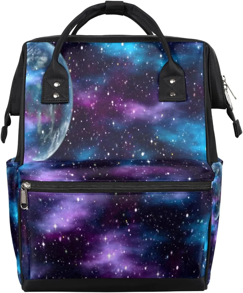 Earth Space Star Diaper Bag Tote Large Capacity Waterproof with Adjustable Shoulder Strap and Pram Straps Mommy Bag for Hospital Beach Weekender Travel