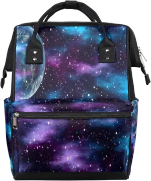 Earth Space Star Diaper Bag Tote Large Capacity Waterproof with Adjustable Shoulder Strap and Pram Straps Mommy Bag for Hospital Beach Weekender Travel
