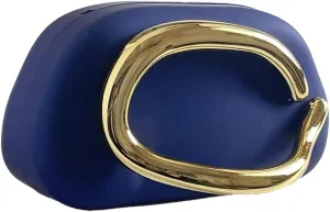 Elegant Evening Clutch Purse For Women, Metal Frame Design, Burgundy with Gold Accent, Vintage Style