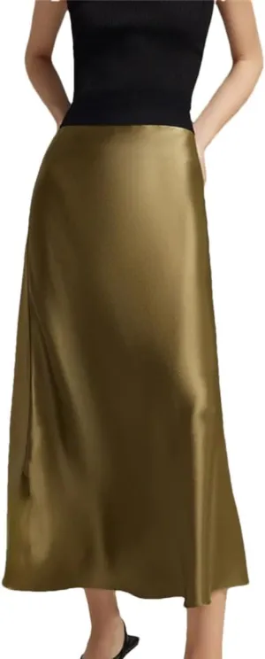 Elegant Skirts for Women Satin High Waisted Slim Fit Long Skirt for Spring Summer Fashion A-Line Skirts