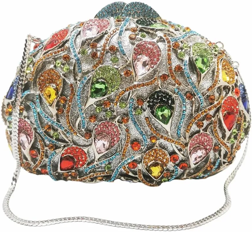 Elegant Women Hollow Out Metal Rhinestone Evening Bag Luxury Gem Crystal Handbag Diamonds Wedding Clutch Prom Purse