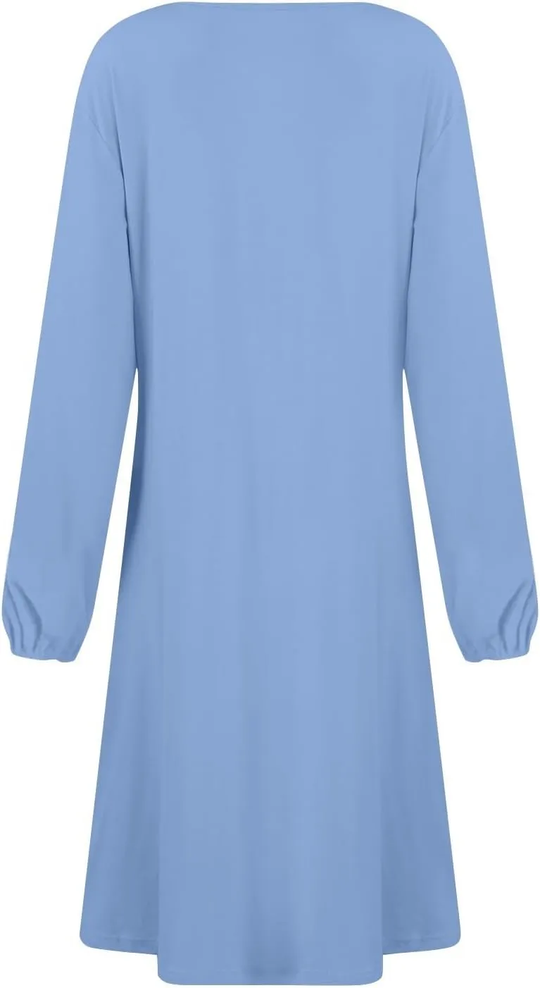 Elegant Women's Long Sleeve Midi Dress with Asymmetrical Hem and Waist Detail Perfect for Casual or Fashion