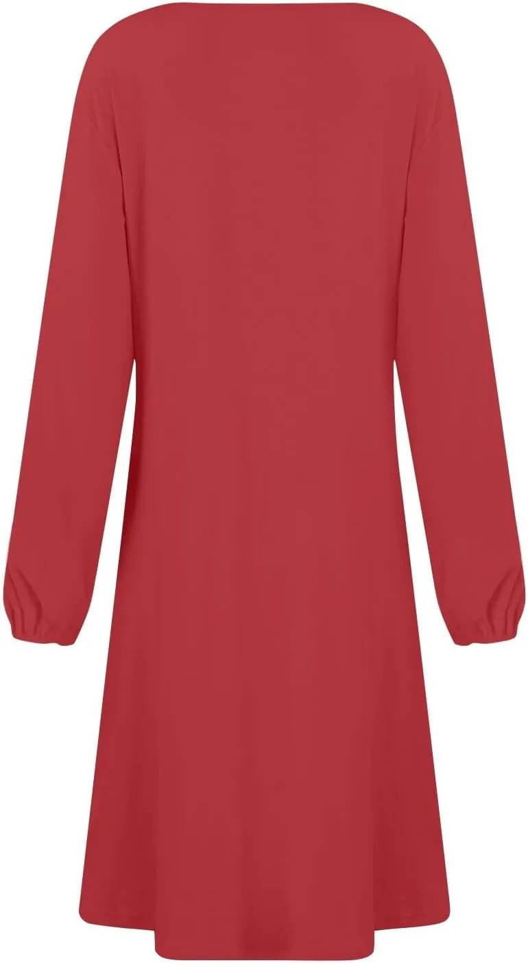 Elegant Women's Long Sleeve Midi Dress with Asymmetrical Hem and Waist Detail Perfect for Casual or Fashion