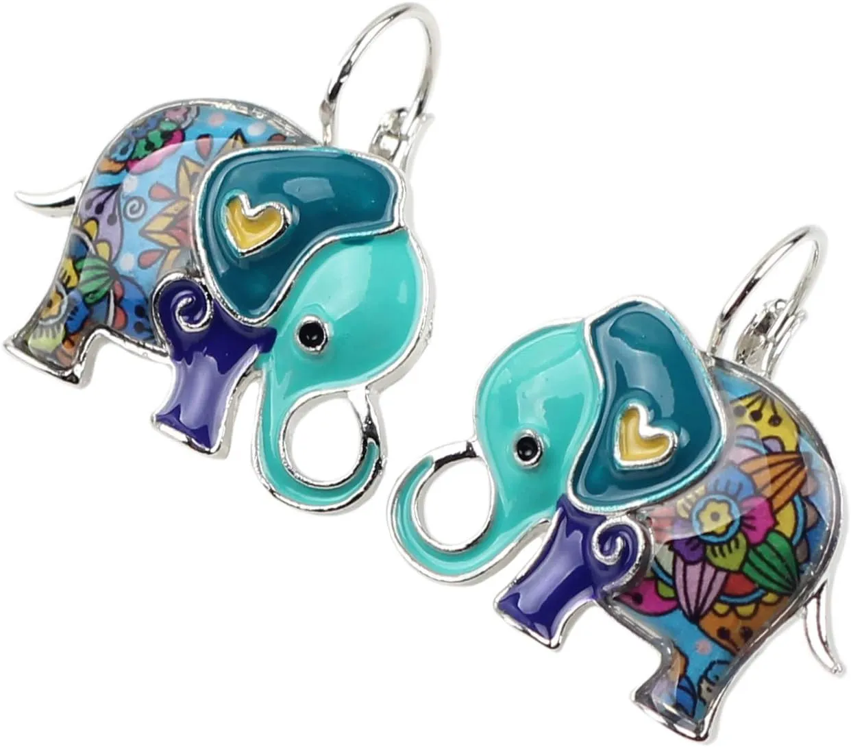 Enamel Alloy Jungle Elephant Earrings Dangle Stud French Clip Fashion Jewelry For Women Charm Gift