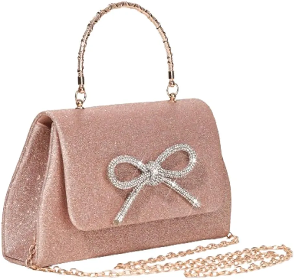 Evening Clutch Purses Women Sparkly Bow Evening Handbags Crossbody Clutch Purse Shoulder Bag Wedding Party Prom