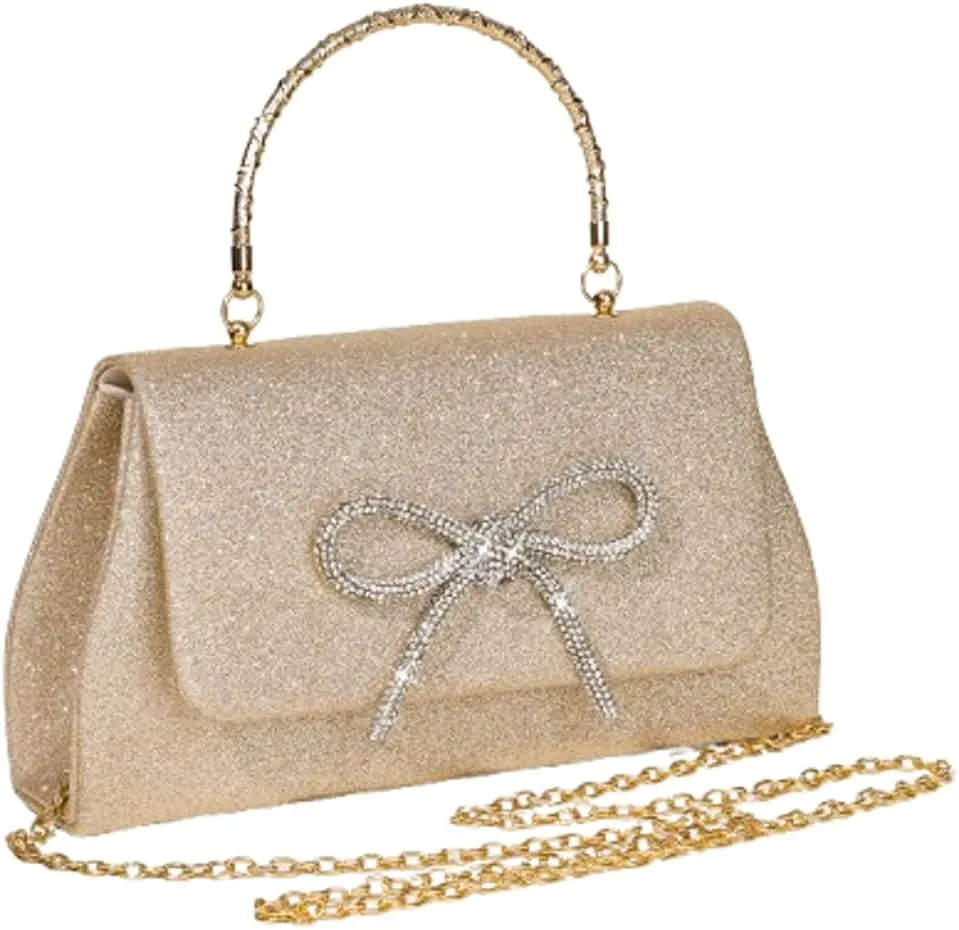 Evening Clutch Purses Women Sparkly Bow Evening Handbags Crossbody Clutch Purse Shoulder Bag Wedding Party Prom