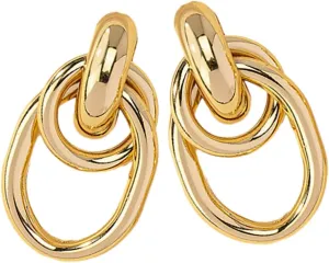 Fashion Geometric Hoop Earrings Drop Earrings for Women Lightweight Alloy Material Minimalist Design for Christmas Birthday Thanksgiving