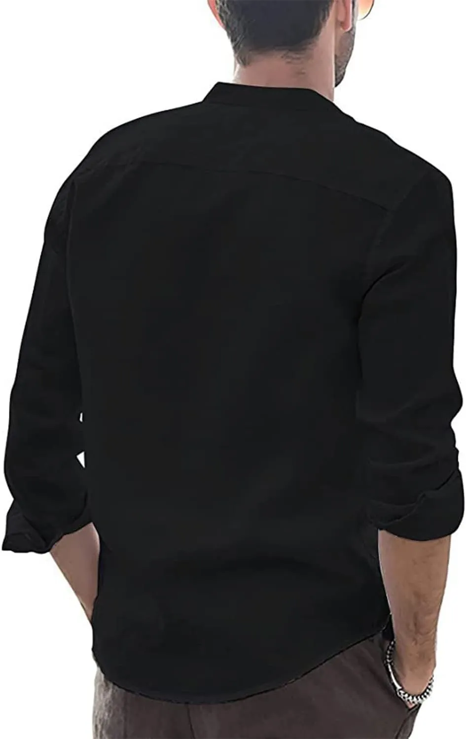Fashion Mens Striped Button Down Shirts Casual Cotton Line Long Shirts Shirts Spread Collar Beach Tops