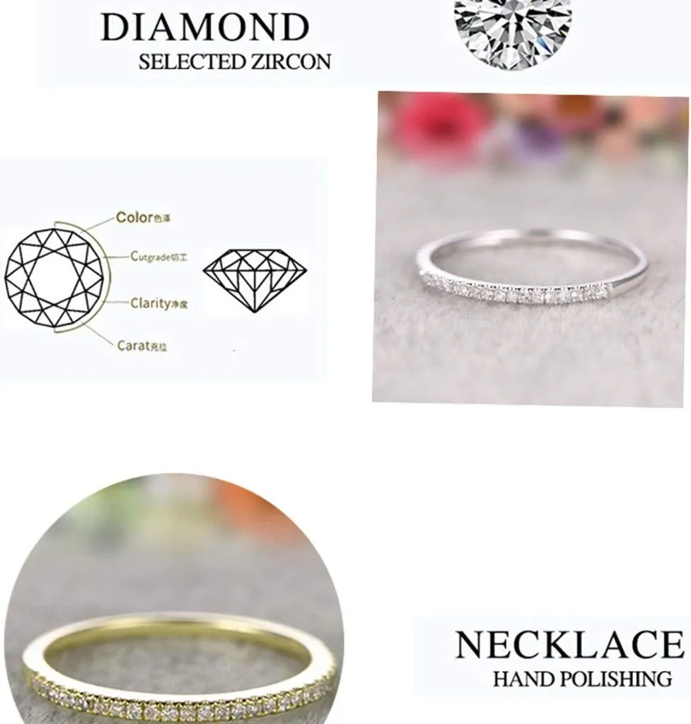 FashionGold Plated Solid 925 Silver CZ Ring for Women, Stackable Engagement Ring Anniversary Wedding Bands