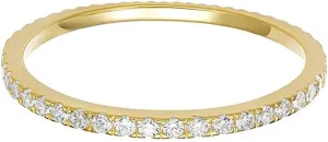 FashionGold Plated Solid 925 Silver CZ Ring for Women, Stackable Engagement Ring Anniversary Wedding Bands