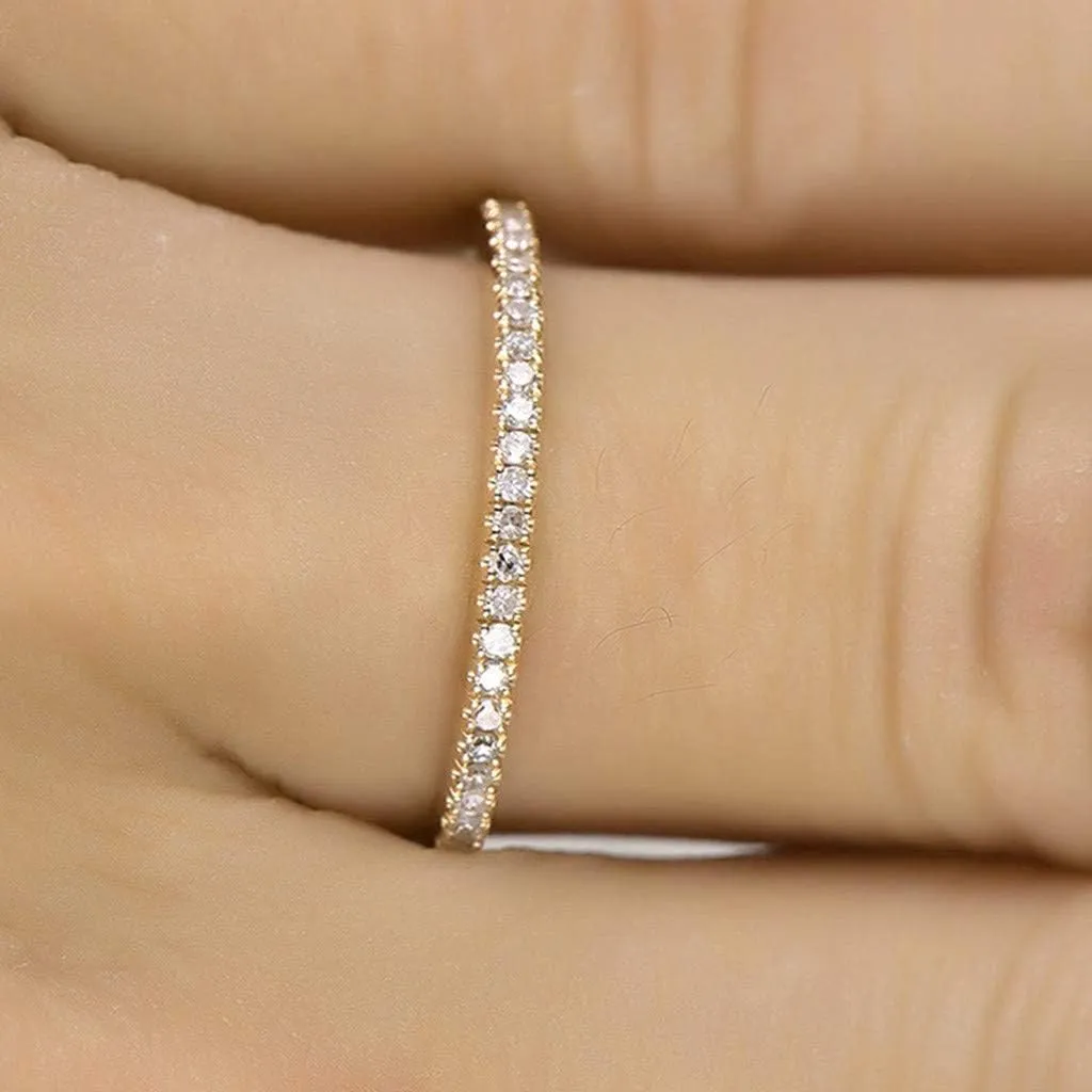 FashionGold Plated Solid 925 Silver CZ Ring for Women, Stackable Engagement Ring Anniversary Wedding Bands