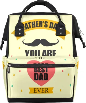 Father's Day Mustache Diaper Bag Tote Large Capacity Waterproof with Adjustable Shoulder Strap and Pram Straps Mommy Bag for Hospital Beach Weekender Travel