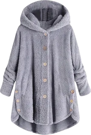 Fleece Hooded Jacket Women,2023 Winter Warm Fuzzy Cute cat Ear Hoodies Sweatshirt Oversized Coat with Pockets