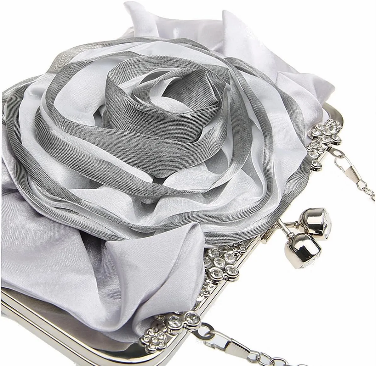 Floral Women's Evening Handbags Satin Clutch Purses for Wedding and Party Prom Handbags, Burgundy