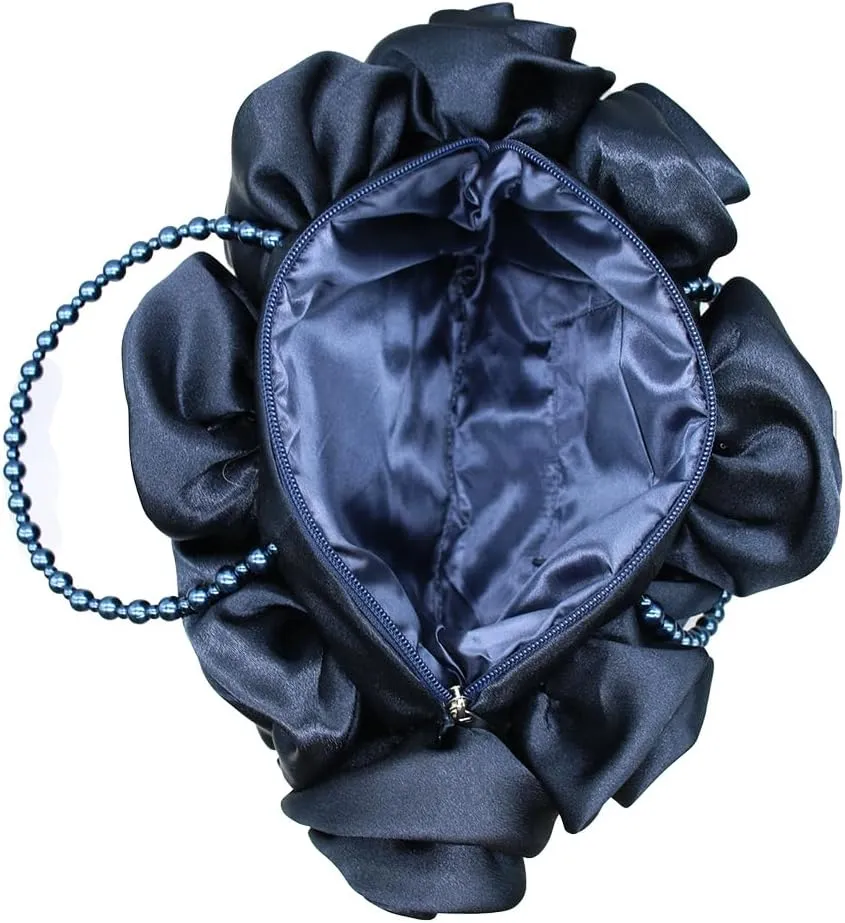 Floral Women's Evening Handbags Satin Clutch Purses for Wedding and Party Prom Handbags, Burgundy