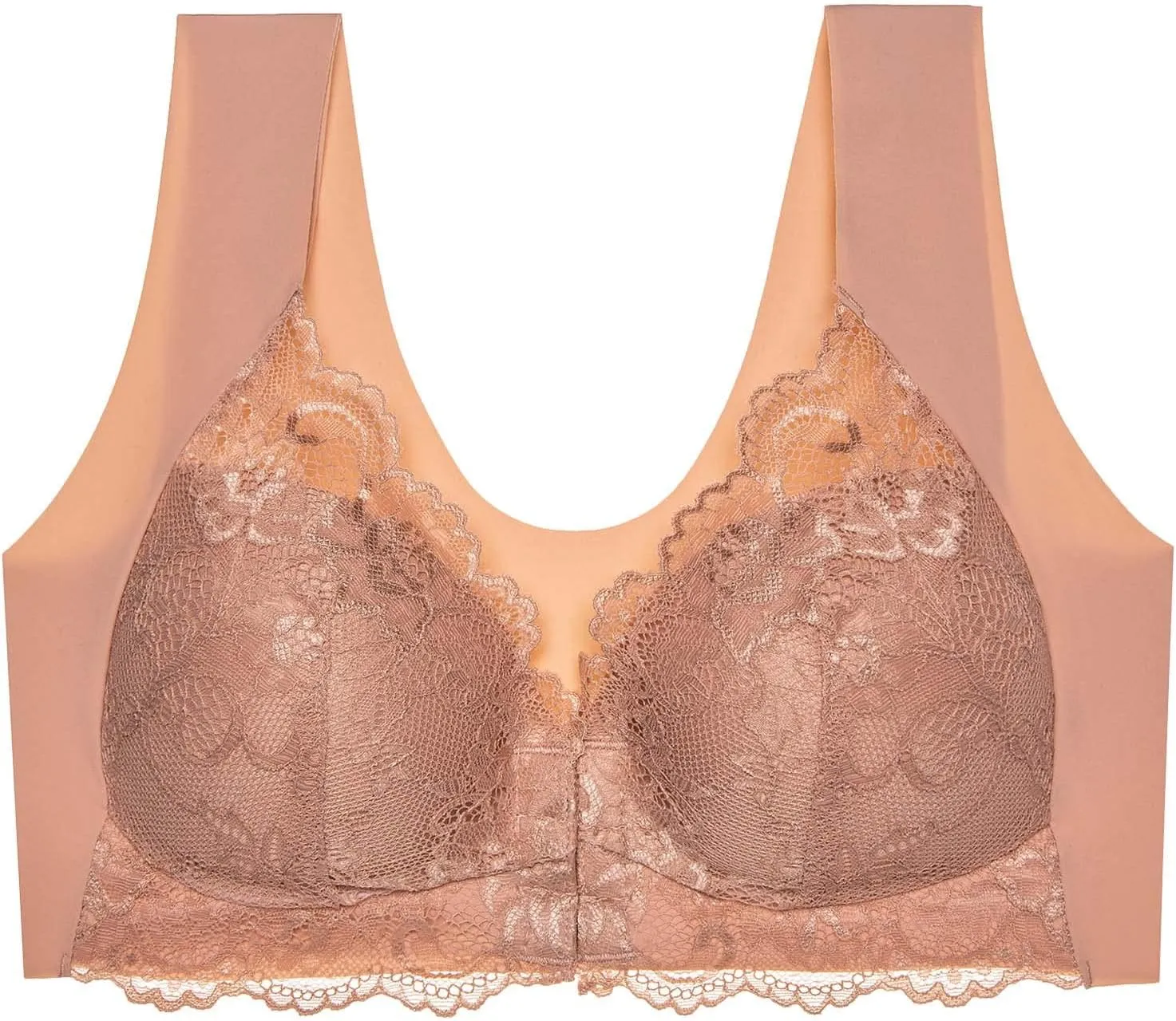 Front Closure Sports Bras for Women Comfort Push Up T Shirt Bra Wireless Lightly Lined Stretch Hides Back Fat Cami Crop Top