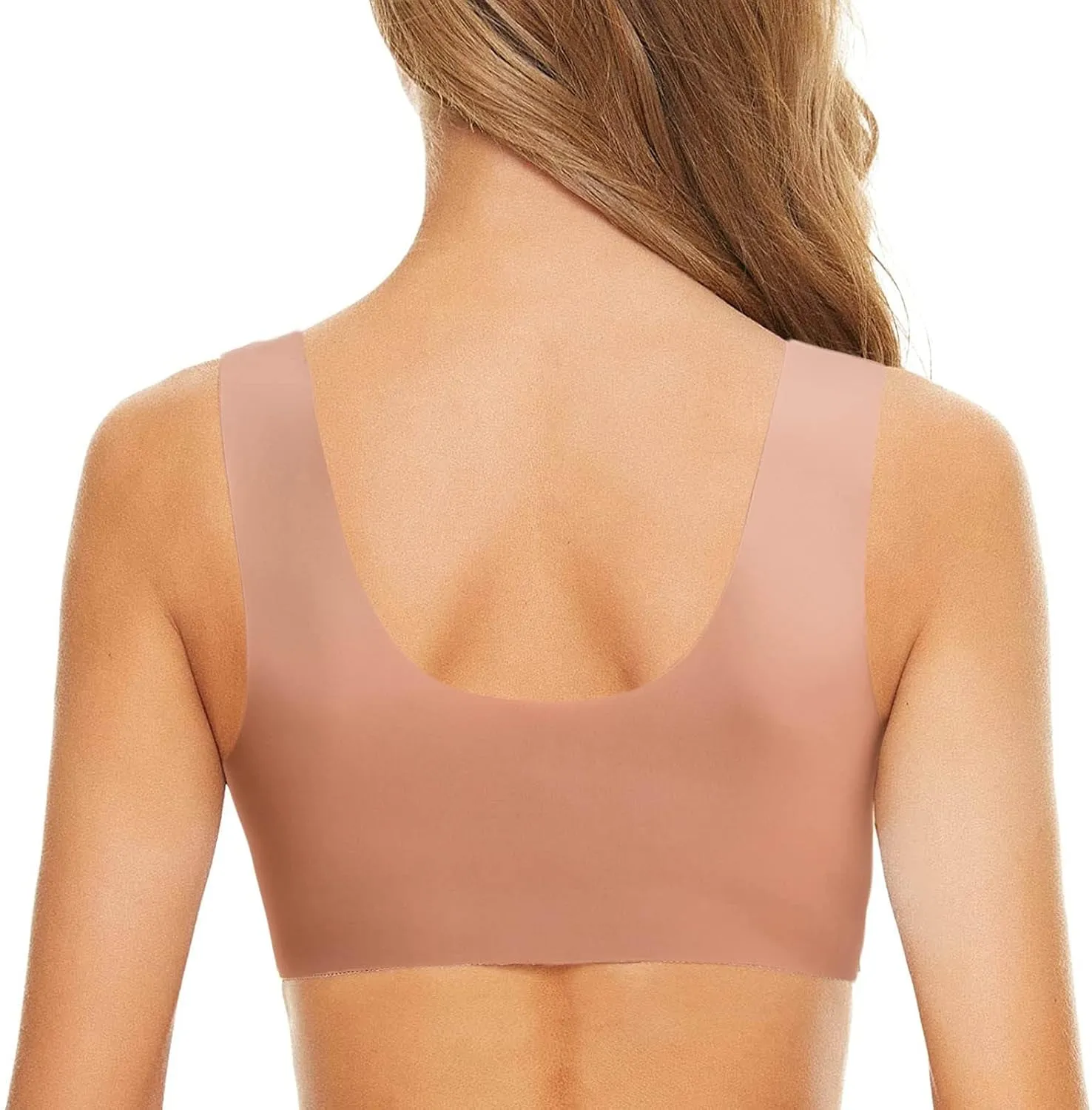 Front Closure Sports Bras for Women Comfort Push Up T Shirt Bra Wireless Lightly Lined Stretch Hides Back Fat Cami Crop Top