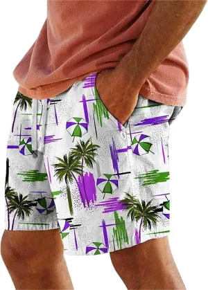 Funny Beach Shorts for Men Hawaiian Drawstring Elastic Waisted Casual Pants 3D Digital Print Plus Size Summer Vacation Capris