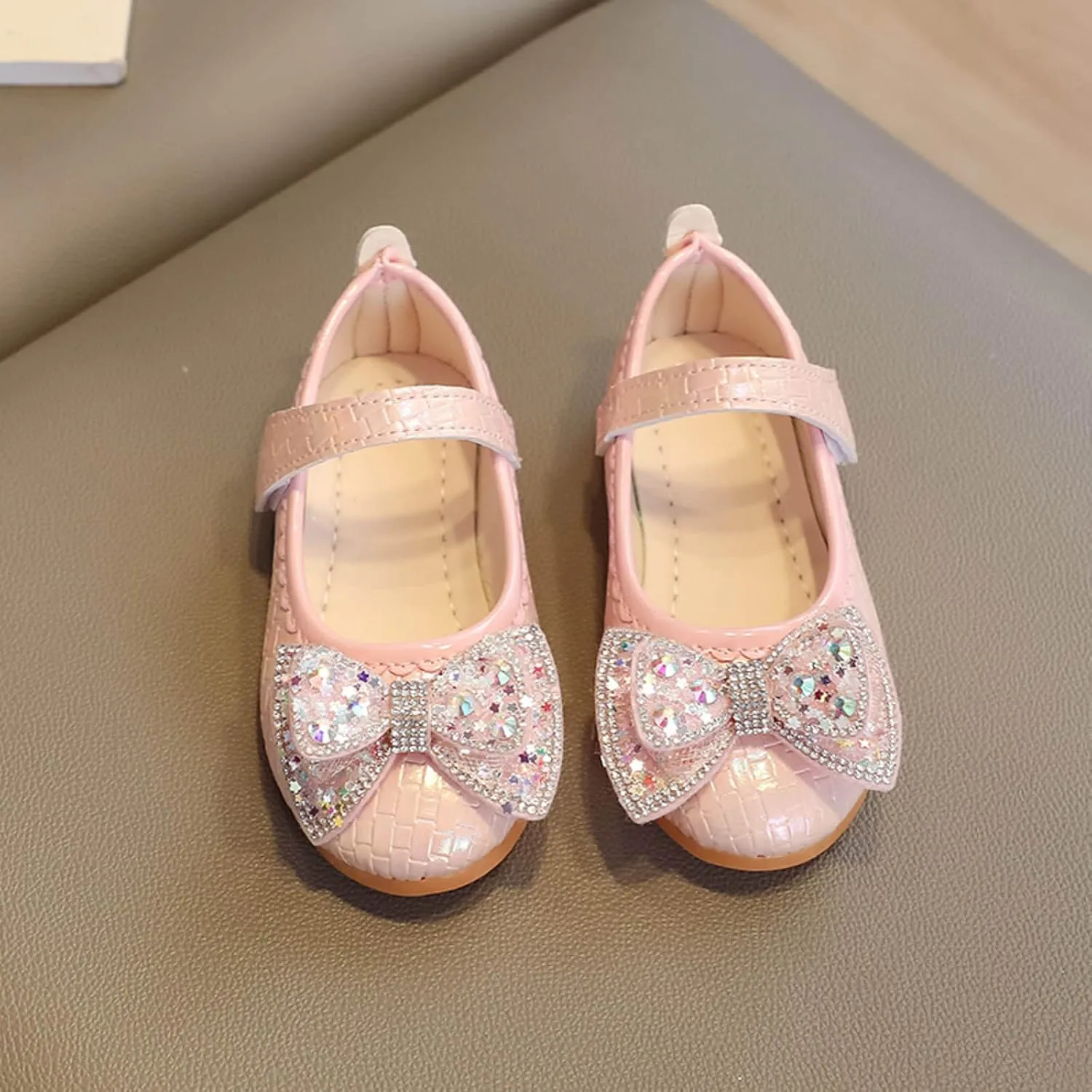Girls Ballet Flats Bow Pearls Wedding Party Mary Jane Dress Shoes Performance School Uniform Dance Shoes