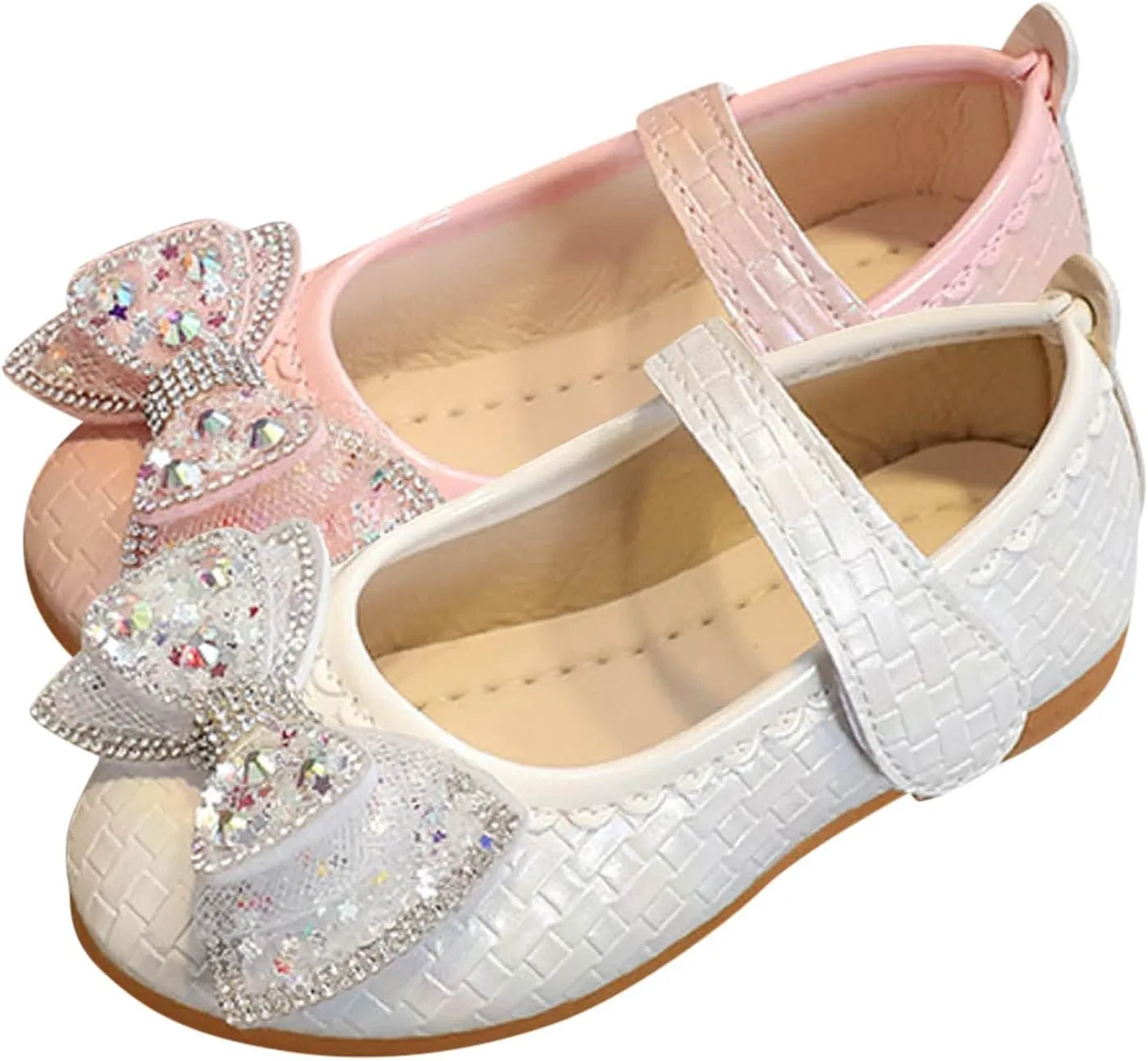 Girls Ballet Flats Bow Pearls Wedding Party Mary Jane Dress Shoes Performance School Uniform Dance Shoes