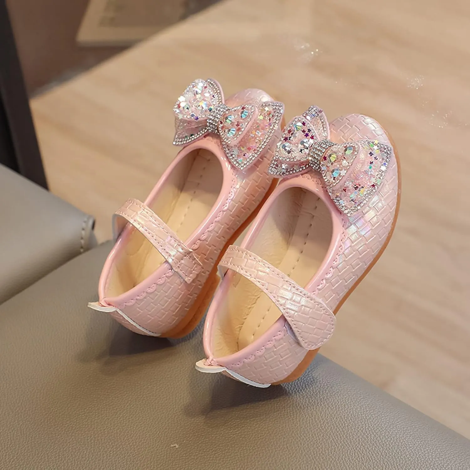 Girls Ballet Flats Bow Pearls Wedding Party Mary Jane Dress Shoes Performance School Uniform Dance Shoes