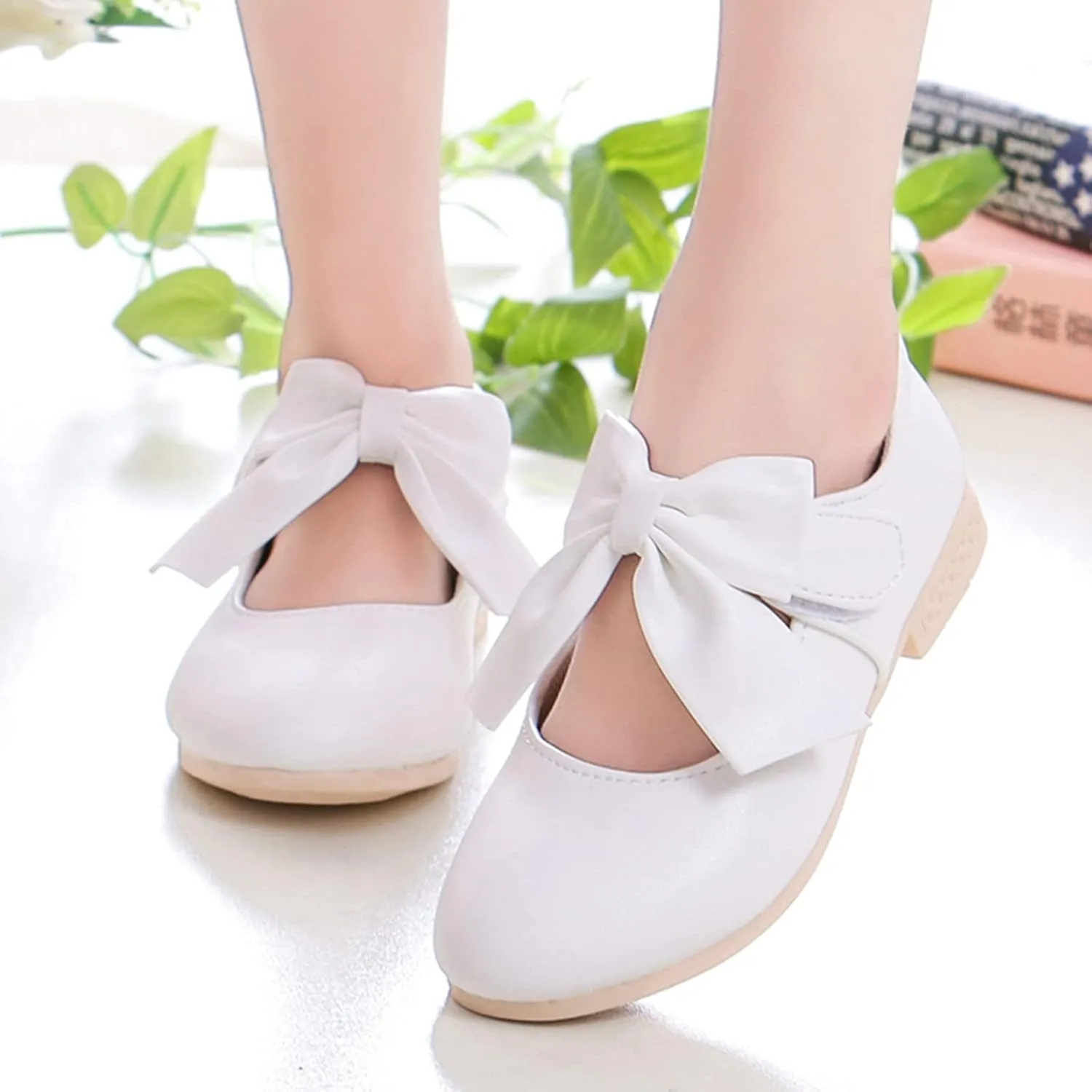 Girls Ballet Shoes Flower Mary Jane Flat with Bow Dress Shoes Part Wedding Communio Shoes for Kids Toddler