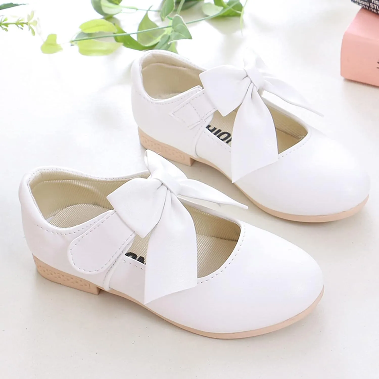 Girls Ballet Shoes Flower Mary Jane Flat with Bow Dress Shoes Part Wedding Communio Shoes for Kids Toddler