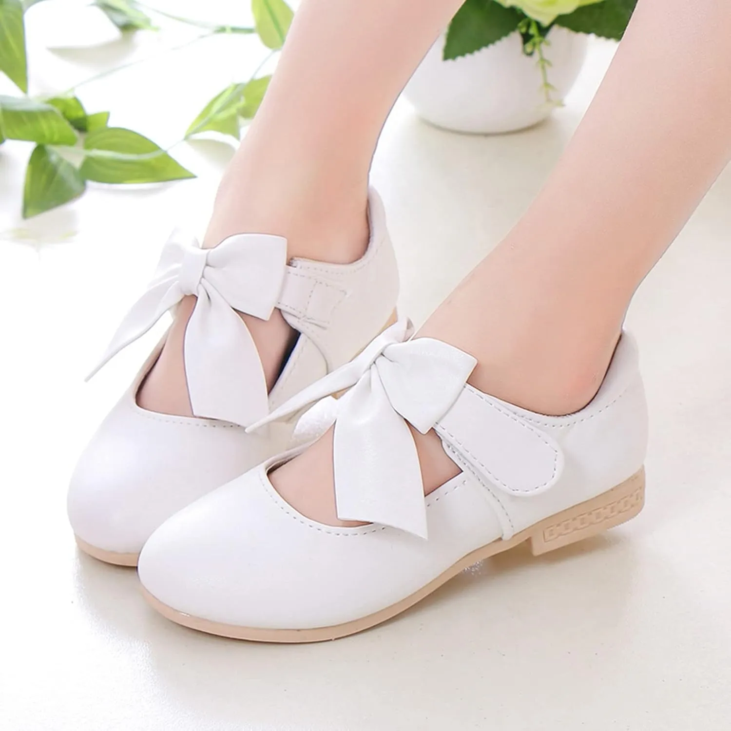 Girls Ballet Shoes Flower Mary Jane Flat with Bow Dress Shoes Part Wedding Communio Shoes for Kids Toddler