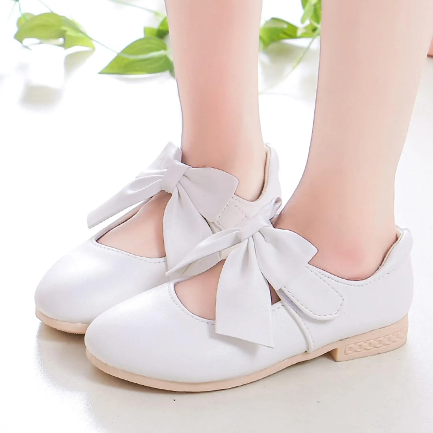 Girls Ballet Shoes Flower Mary Jane Flat with Bow Dress Shoes Part Wedding Communio Shoes for Kids Toddler