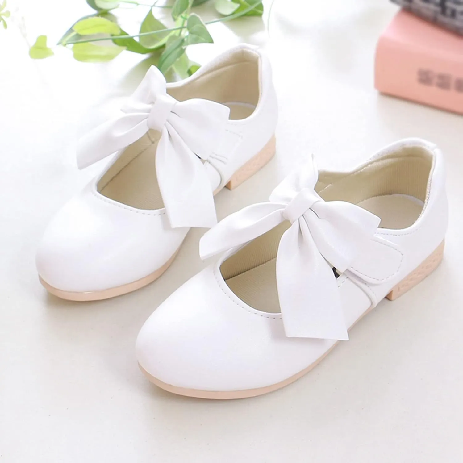 Girls Ballet Shoes Flower Mary Jane Flat with Bow Dress Shoes Part Wedding Communio Shoes for Kids Toddler