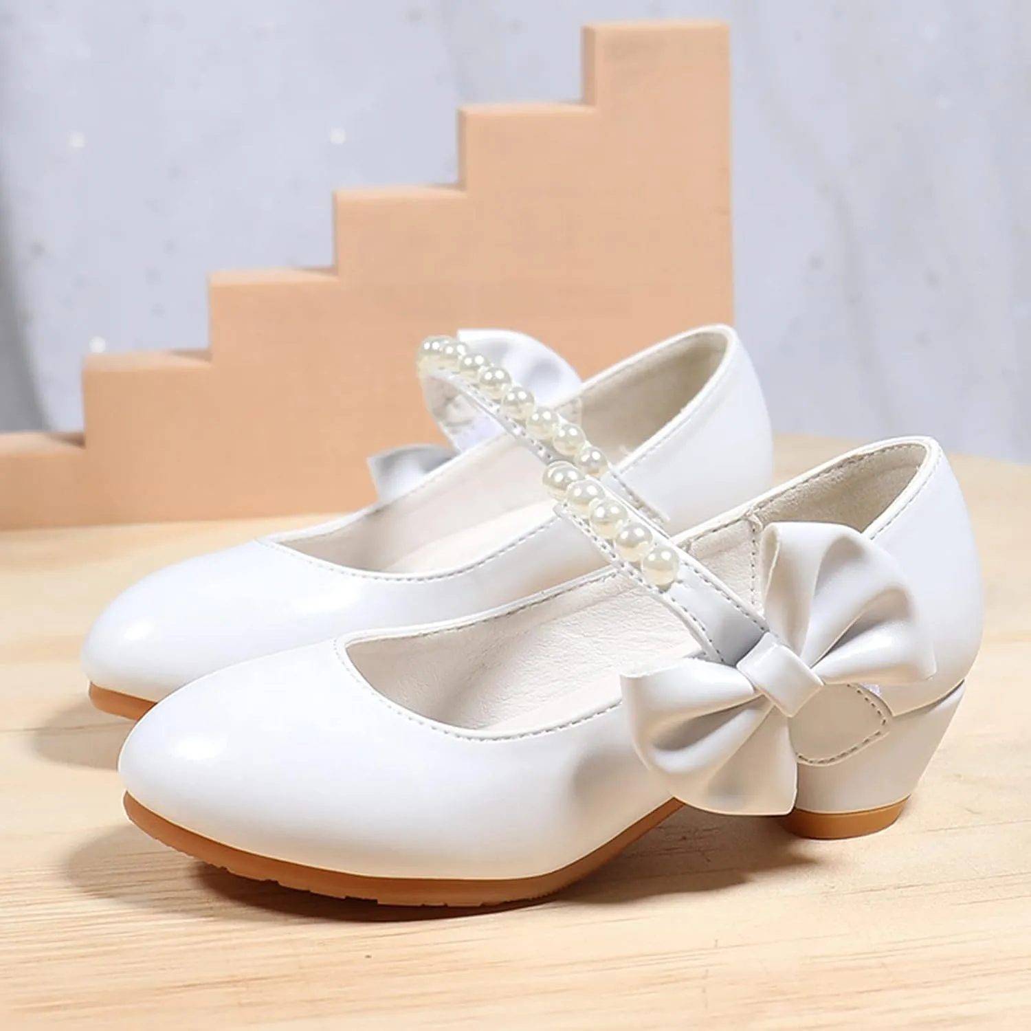 Girls Dress Shoes Low Heel Flats Mary Jane Bows Flower Girl Wedding Party Shoes Toddler Kids Pump Shoes