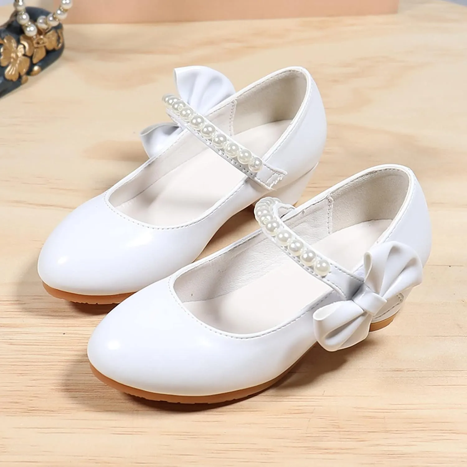 Girls Dress Shoes Low Heel Flats Mary Jane Bows Flower Girl Wedding Party Shoes Toddler Kids Pump Shoes