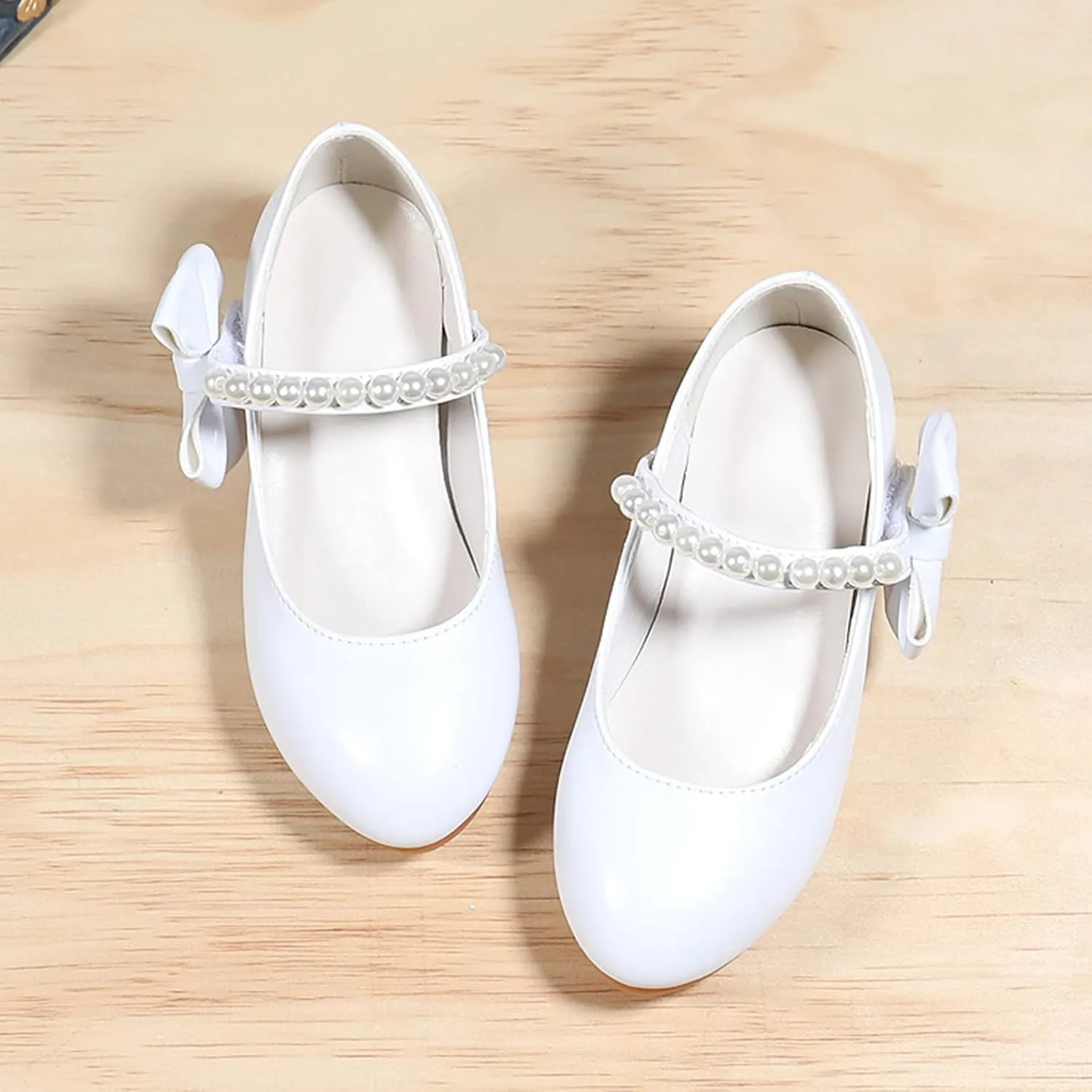 Girls Dress Shoes Low Heel Flats Mary Jane Bows Flower Girl Wedding Party Shoes Toddler Kids Pump Shoes