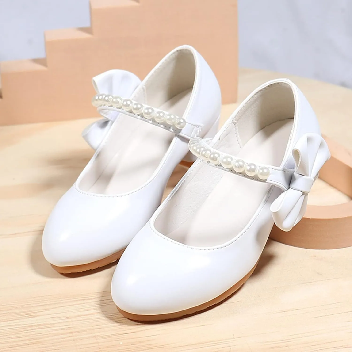 Girls Dress Shoes Low Heel Flats Mary Jane Bows Flower Girl Wedding Party Shoes Toddler Kids Pump Shoes