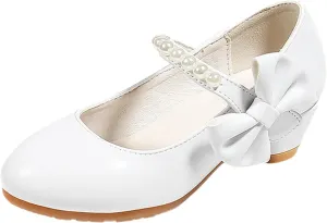 Girls Dress Shoes Low Heel Flats Mary Jane Bows Flower Girl Wedding Party Shoes Toddler Kids Pump Shoes