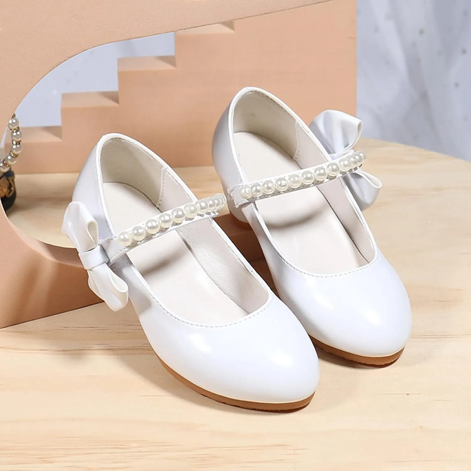 Girls Dress Shoes Low Heel Flats Mary Jane Bows Flower Girl Wedding Party Shoes Toddler Kids Pump Shoes