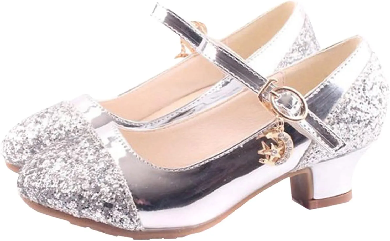 Girls Mary Jane Dress Shoes Rhinestones Sparkle Flower Girl Wedding Low Heels Toddler Girls Pump Shoes
