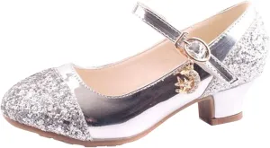 Girls Mary Jane Dress Shoes Rhinestones Sparkle Flower Girl Wedding Low Heels Toddler Girls Pump Shoes