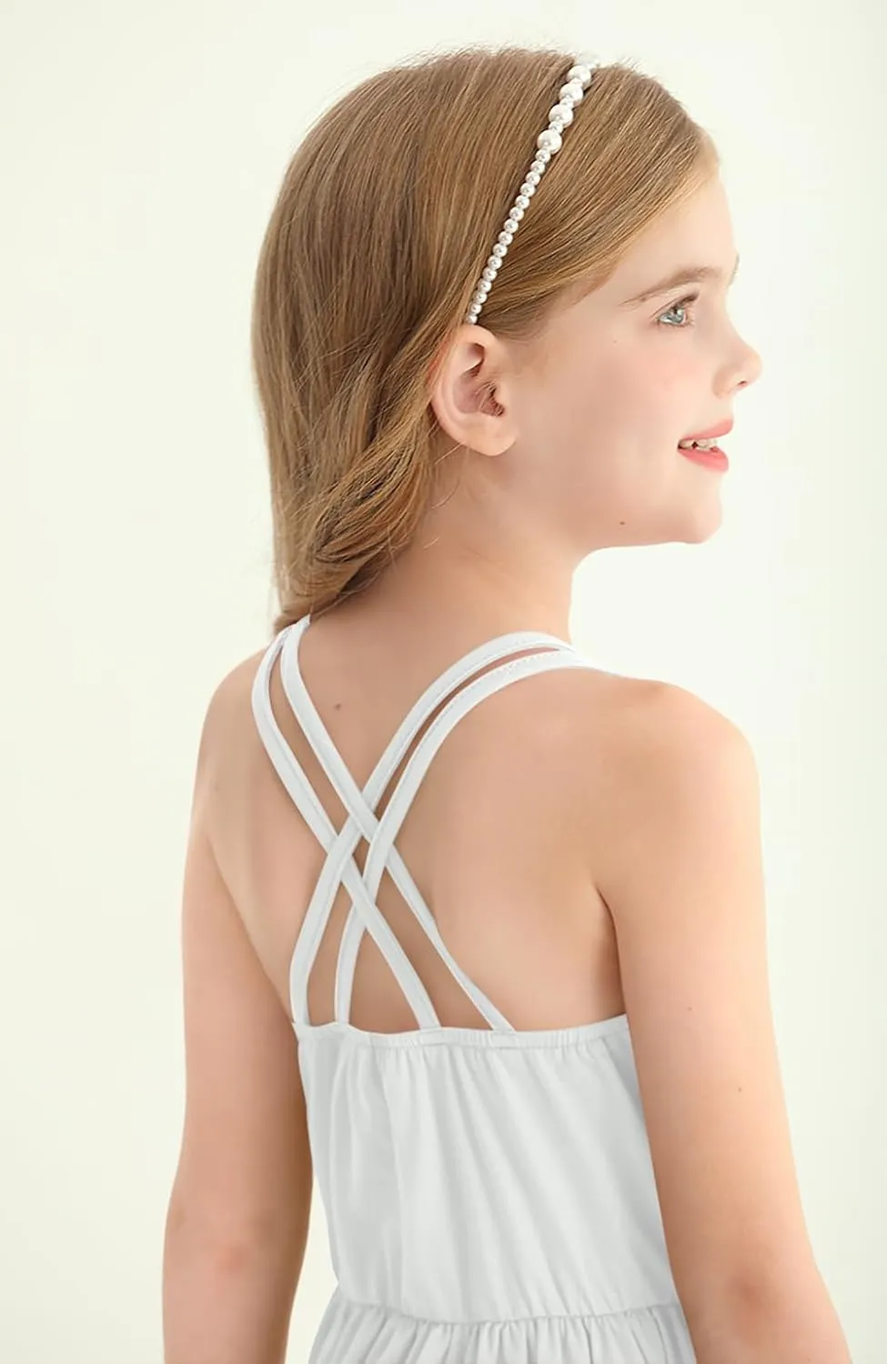 Girls Summer Casual Sleeveless Criss Cross Cami Dress 4th of July American Flag Midi Sundress with Pockets 4-14Y