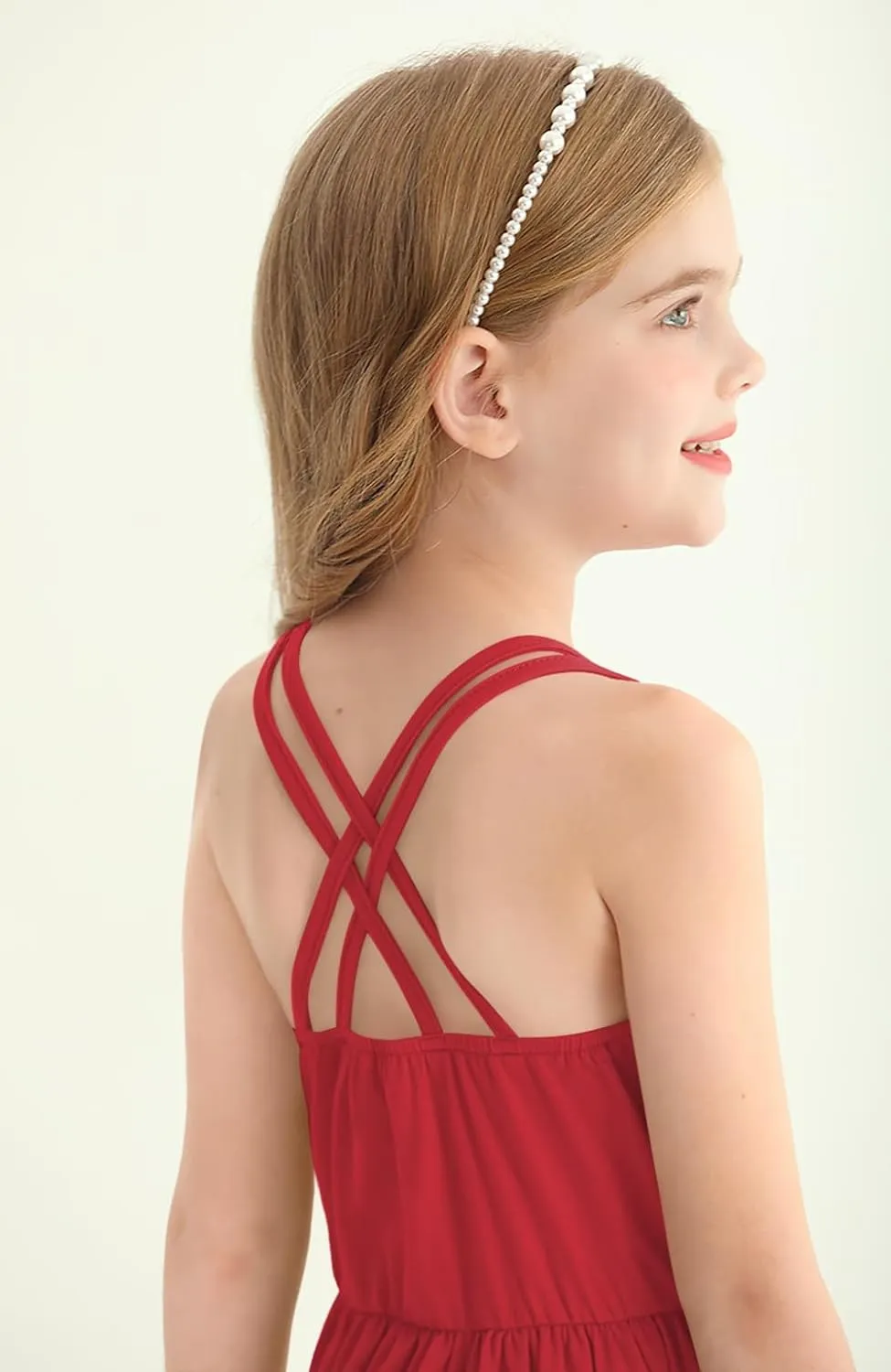 Girls Summer Casual Sleeveless Criss Cross Cami Dress 4th of July American Flag Midi Sundress with Pockets 4-14Y