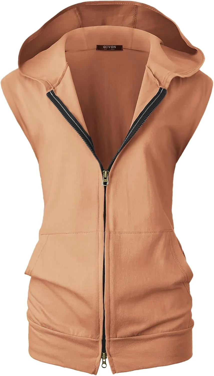 GIVON Women's Lightweight Hooded Vest Sleeveless 1/4 Zip Pullover Casual Hoodie Sweatshirt with Pockets