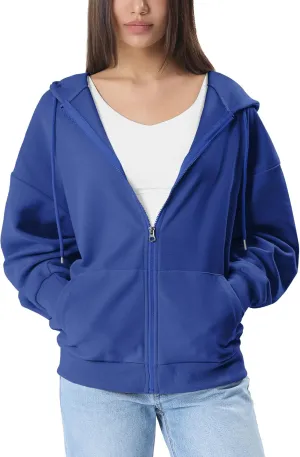 GIVON Women's Oversized Zip Up Hoodie Lightweight Thin Long Sleeve Hooded Sweatshirt with Pockets
