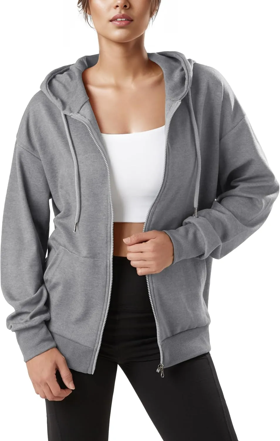 GIVON Women's Oversized Zip Up Hoodie Lightweight Thin Long Sleeve Hooded Sweatshirt with Pockets