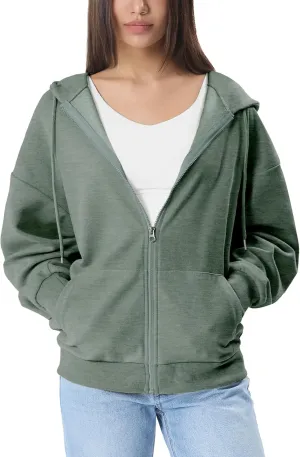GIVON Women's Oversized Zip Up Hoodie Lightweight Thin Long Sleeve Hooded Sweatshirt with Pockets