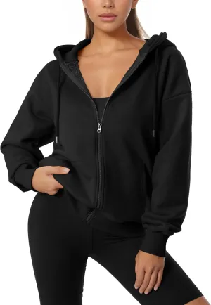 GIVON Women's Oversized Zip Up Hoodie Lightweight Thin Long Sleeve Hooded Sweatshirt with Pockets