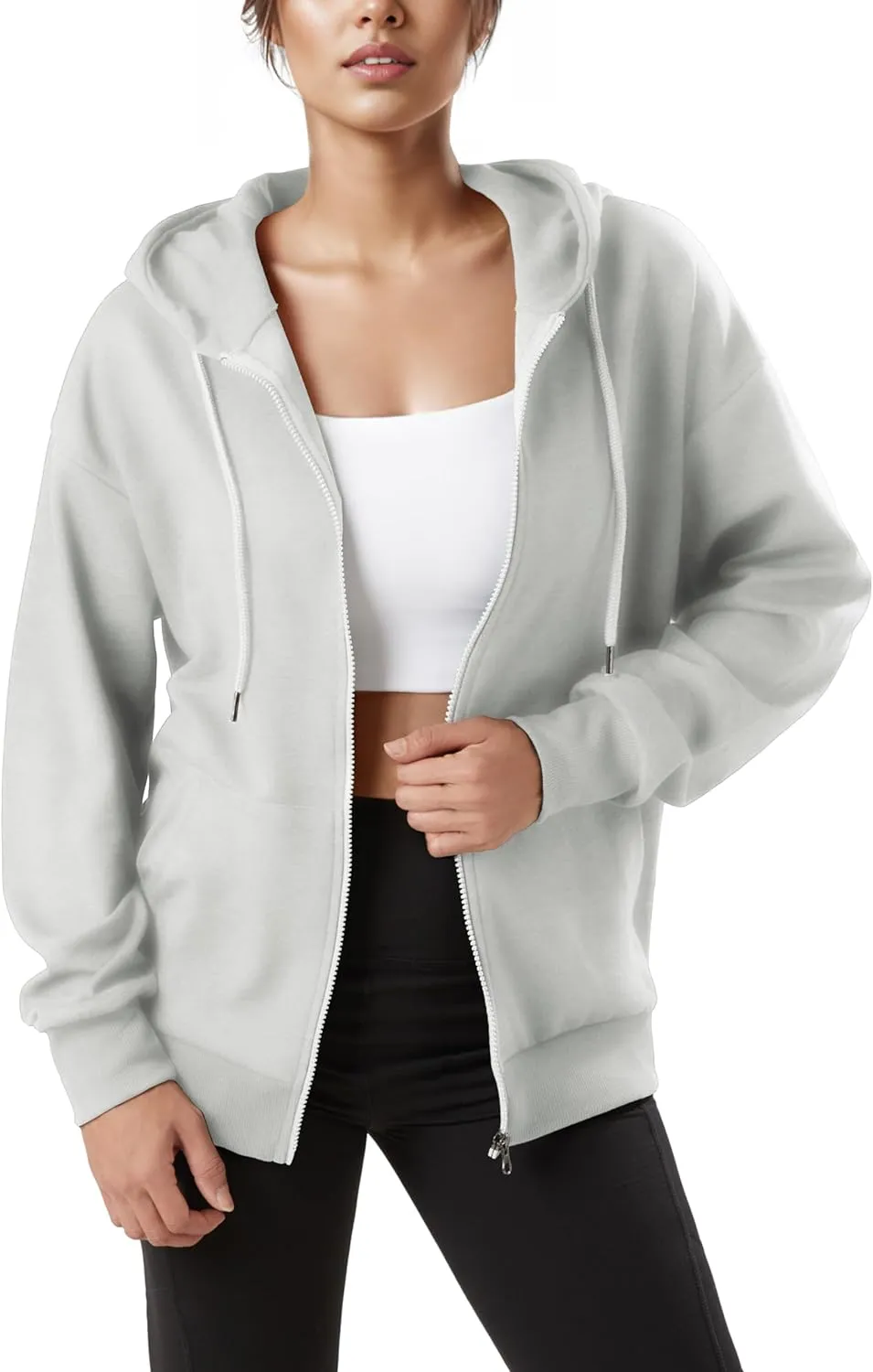 GIVON Women's Oversized Zip Up Hoodie Lightweight Thin Long Sleeve Hooded Sweatshirt with Pockets