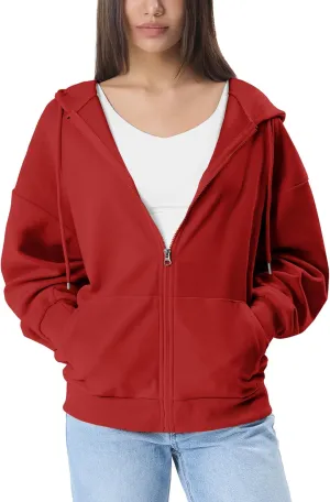 GIVON Women's Oversized Zip Up Hoodie Lightweight Thin Long Sleeve Hooded Sweatshirt with Pockets